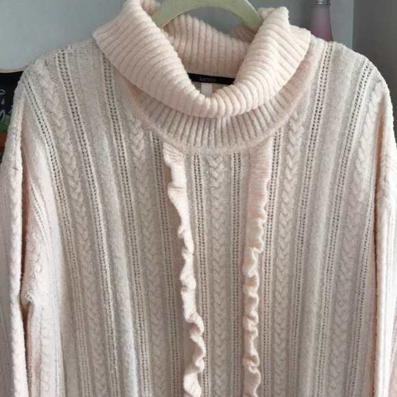 KENSIE Pink Turtleneck Frill Sweater - Picture 3 of 7